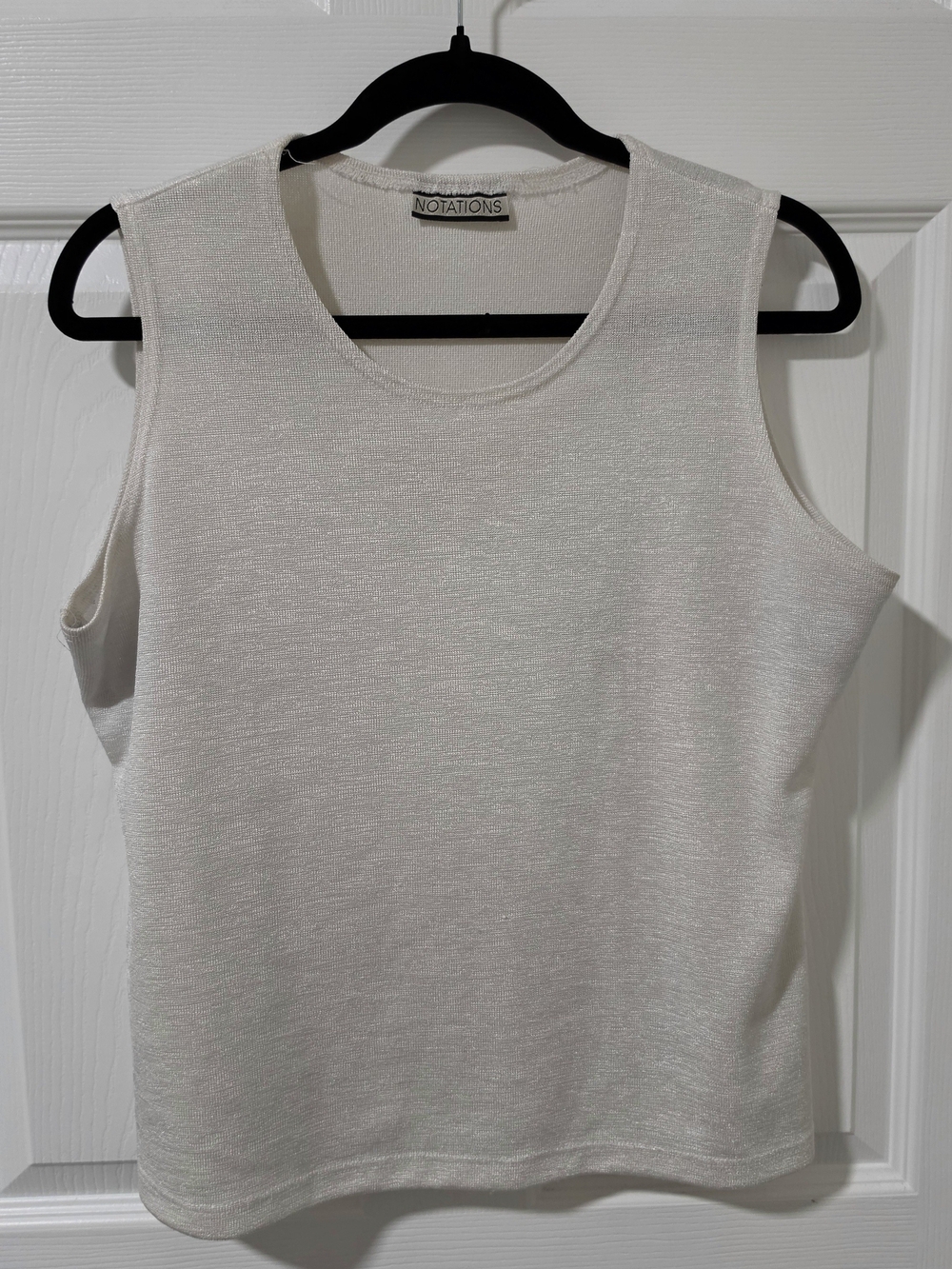 Notations Shimmer Tank Top in White
